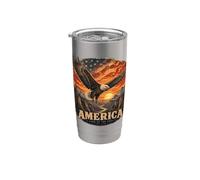 Vintage Patriotic Bald Eagle Camicia Bandiera Americana Wilderness Bicchiere termico in acciaio inox doppia parete