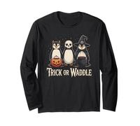 Vintage Penguin Trick o Waddle Spooky Halloween Maglia a Manica
