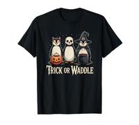 Vintage Penguin Trick o Waddle Spooky Halloween Maglietta