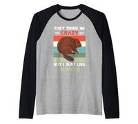 Vintage pensano Che io Sia Pazzo, ma Mi Piace Solo Beaver Lover Maglia con Maniche Raglan