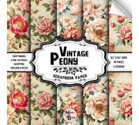 Vintage Peony Scrapbook Paper: Double Sided Sheets | Floral Pattern for Wrapping, Junk Journals, Scrapbooking, and Various DIY Craft Projects | 8.5" x 8.5" (21.59 x 21.59 cm)