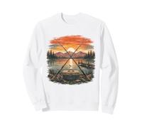 Vintage Pesca Lago Tramonto Mountain Cabin Weekend Vibe Felpa