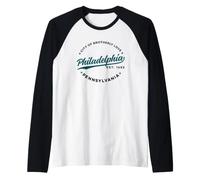 Vintage, Philadelphia, Città, di, fraterno, Amore, Verde, Testo Maglia con Maniche Raglan