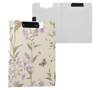 Vintage Phlox Fiori Beige Cartella Appunti con Archiviazione Doppia Clip Metallo Portapenne Clip Board con Copertura Appunti Binderfolio Forniture di Cancelleria