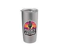 Vintage Phoenix Arizona Cactus Retro Sunset Valley Sun Cactus Bicchiere termico in acciaio inox doppia parete
