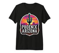 Vintage Phoenix Arizona Cactus Retro Sunset Valley Sun Cactus Maglietta Premium