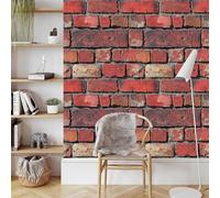 Vintage Pietra Texture Carta da Parati Autoadesiva 0.45x20 m Rosso Mattoni Pellicola Adesiva per Mobili Impermeabile Carta Adesivo Opaco Sticker per Decorare Muro Cucina Armadio Cassetto e Scaffali