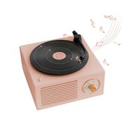 Vintage Pink Bluetooth Speakers Creative Vinyl Record Player, Bluetooth Mini Record Player, Bass Enhancement Loud Sound, Best Gift for Kids, Support S