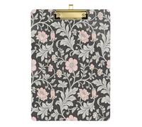Vintage Pink Flowers William Morris grigio portablocco con gancio per appendere impermeabile per appunti personalizzati per insegnanti Dimensioni 9 x 12,5 Tabla para escribir con clip