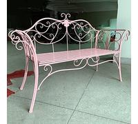 Vintage Pink Metal Garden Bench 2 Seater with Curved Backrest and Armrest Outdoor Cast Iron and Aluminium Bench for Patio Porch Yard Easy Assembly and