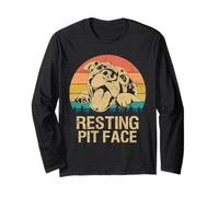 Vintage Pitbull Resting Pit Face - Divertente Pitbull Lovers Maglia a Manica