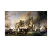 Vintage Pittura A Olio Poster La Battaglia di Trafalgar Pittura di Arte Della Parete Stampe Su Tela per Galleria Home Office Decor XXL 70x100 cm Senza Cornice
