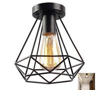 Vintage Plafoniera Industriale Metal Cage Semi-Flush Mount Rustico Lampada da Soffitto E27 Luce da Soffitto Moderna Lampadario a Sospensione per Cucina Camera da letto sala da pranzo soffitto