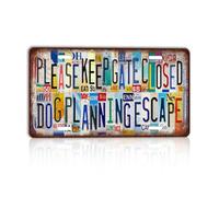 Vintage Please keep gate closed., cane, pianificazione, fuga, metallo