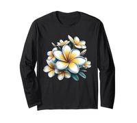 Vintage Plumeria Bianco Floreale Tropical Bloom Estate Maglia a Manica