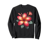 Vintage Plumeria Rosso Floreale Tropical Bloom Estate Felpa