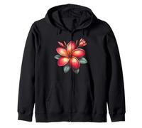 Vintage Plumeria Rosso Floreale Tropical Bloom Estate Felpa con Cappuccio