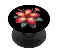 Vintage Plumeria Rosso Floreale Tropical Bloom Estate PopSockets PopGrip Adesivo