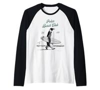 Vintage Polar Beach-Club Pinguino Surfer Maglia con Maniche Raglan