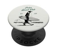 Vintage Polar Beach-Club Pinguino Surfer PopSockets PopGrip Adesivo