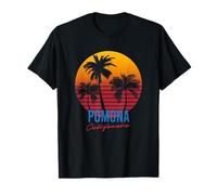 Vintage Pomona California Palme Tramonto CA Retro Maglietta