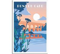 Vintage Pont Du Gard France Viaggio Poster Retro Wall Art Tela Poster Art Print Casa Decorazione Camera Decorazione Non incorniciato 50x75cm