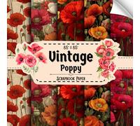 Vintage Poppy Scrapbook Paper: 20 Double Sided Sheets, Vintage Flowers for Crafting, Junk Journals, Origami, Card Making, & More