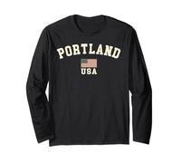 Vintage Portland USA bandiera americana Oregon souvenir retrò Maglia a Manica