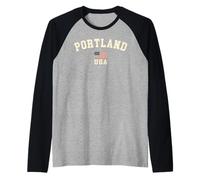 Vintage Portland USA bandiera americana Oregon souvenir retrò Maglia con Maniche Raglan