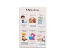 Vintage Poster Kitchen Rules Canvas Decor Living Room Bedroom Wall-Art | Easy to read large lettering ensures message stands out even from across room creating immediate(Magnetic,08x12inch(20x30cm))