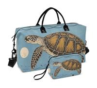 Vintage Poster Tartaruga Marina Blu Oggetto Personale Borsa Da Viaggio Pernottamento Weekender Borse Sport Tote Gym Bag con Toiletry Bag per Trekking Impermeabile bolsas de para Mujer en Avion