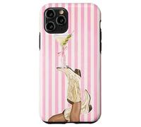 Vintage Preppy cowgirl Boot & Coquette Martini Strisce Rosa Custodia per iPhone 11 Pro