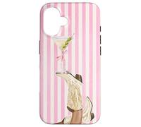Vintage Preppy cowgirl Boot & Coquette Martini Strisce Rosa Custodia per iPhone 16