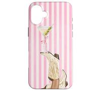 Vintage Preppy cowgirl Boot & Coquette Martini Strisce Rosa Custodia per iPhone 16 Plus