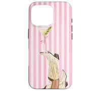 Vintage Preppy cowgirl Boot & Coquette Martini Strisce Rosa Custodia per iPhone 16 Pro