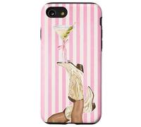 Vintage Preppy cowgirl Boot & Coquette Martini Strisce Rosa Custodia per iPhone SE (2020) / 7 / 8