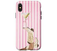 Vintage Preppy cowgirl Boot & Coquette Martini Strisce Rosa Custodia per iPhone X/XS