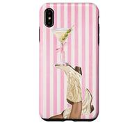 Vintage Preppy cowgirl Boot & Coquette Martini Strisce Rosa Custodia per iPhone XS Max