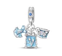 Vintage Principessa Tè doppio Charm Set, Fascino per Braccialetto, Compatibile con Braccialetto Pandora Neckalce