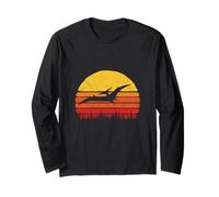 Vintage Pterodactyl Dinosaur Retro Sun Maglia a Manica