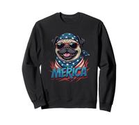 Vintage Pug 4 luglio Merica Felpa