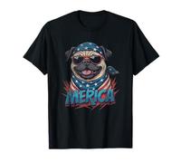 Vintage Pug 4 luglio Merica Maglietta