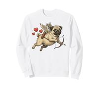 Vintage Pug Cupido Cane Volante con Arco e Freccia Cuori Felpa