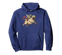 Vintage Pug Cupido Cane Volante con Arco e Freccia Cuori Felpa con Cappuccio