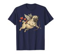 Vintage Pug Cupido Cane Volante con Arco e Freccia Cuori Maglietta