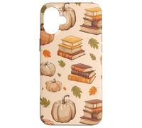 Vintage Pumpkin Fall Leaves and Books Bookworm Bookish Custodia per iPhone 16 Plus
