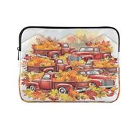 Vintage Pumpkin Red Zip Notebook Sleeve | Custodia per computer con motivo a quadri di lunghezza, larghezza e spessore, cerniera superiore liscia e ammortizzazione