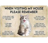 Vintage, quando visiti casa mia, ricordati che il gatto è una AAA di gatto, poster in metallo e alluminio, decorazione da parete, 8x6 pollici