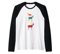 Vintage Quattro Buck Capre Sopra Gli Altri Agricoltore Capra Amanti Maglia con Maniche Raglan