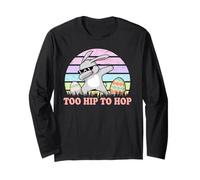 Vintage Rabbit Dabbing Hip Hop Funny Bunny Easter Day Maglia a Manica